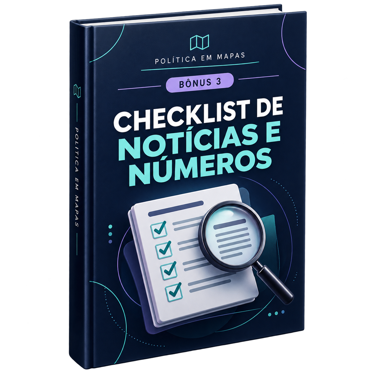 Mockup ilustrativo: Checklist de notícias e números